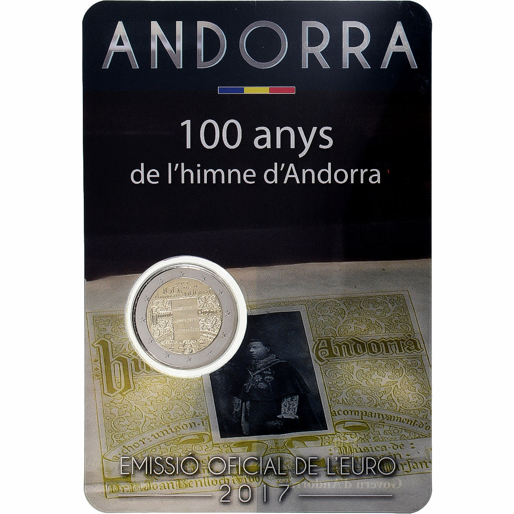 Andorra, 2 Euro, 100 ans de l'hymne national, Coin card, 2017, Bi-Metallic, STGL