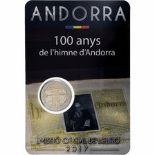 Andorra, 2 Euro, 100 ans de l'hymne national, Coin card, 2017, Bi-Metallic, STGL