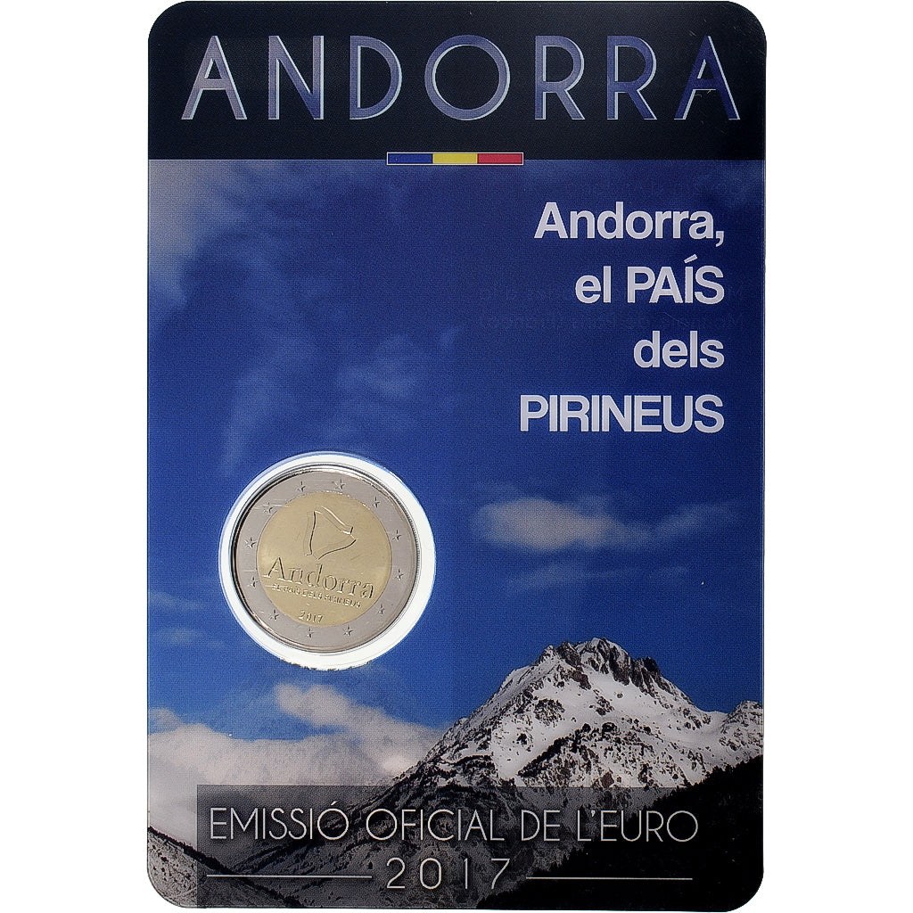 Andorra, 2 Euro, Pays des Pyrénées, Coin card, 2017, Bi-Metallic, MS(65-70)