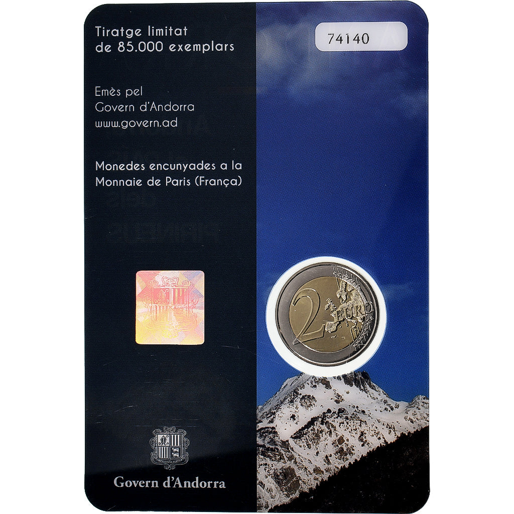 Andorra, 2 Euro, Pays des Pyrénées, Coin card, 2017, Bi-Metallic, MS(65-70)