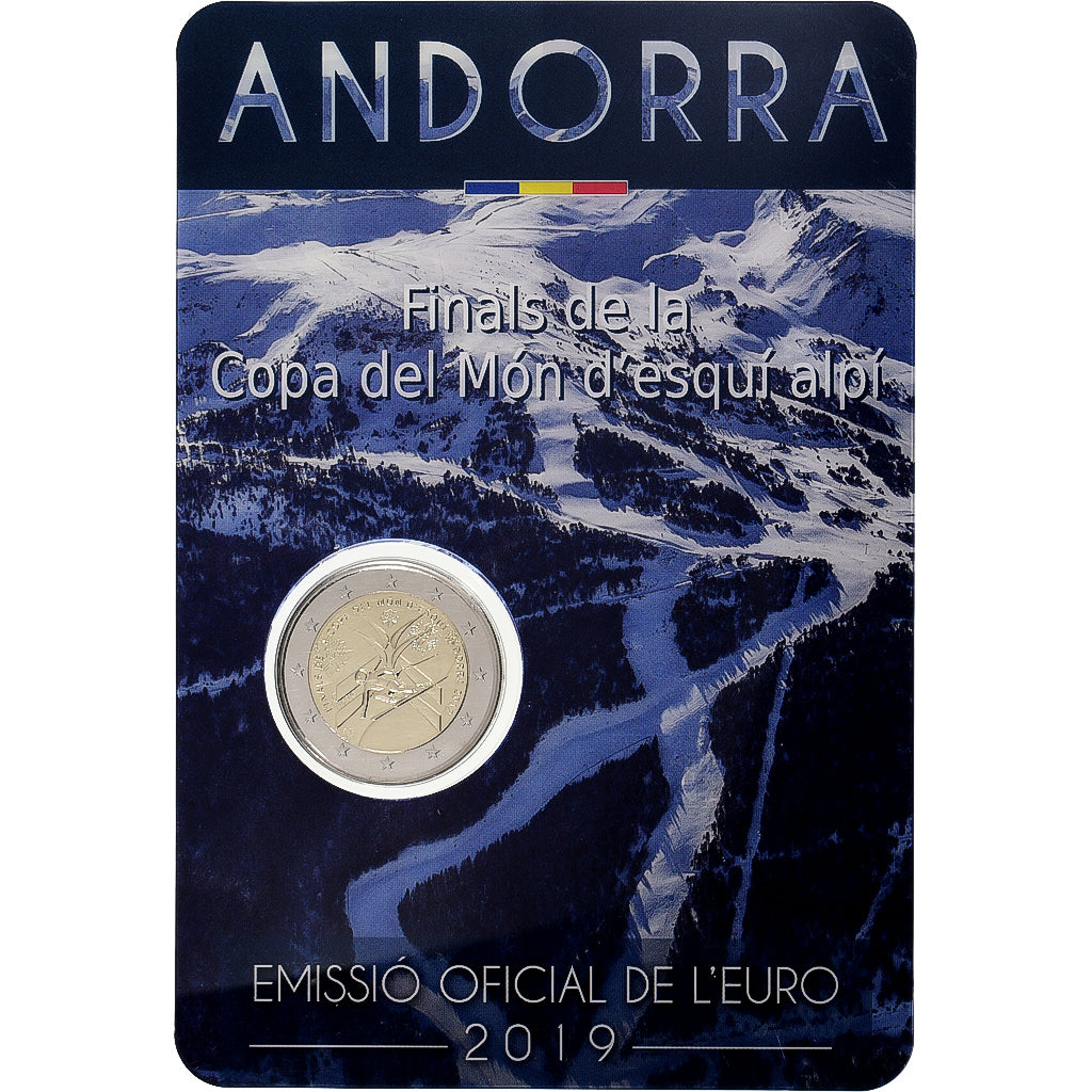 Andorra, 2 Euro, Finale de la coupe du monde de ski Alpin, Coin card, 2019