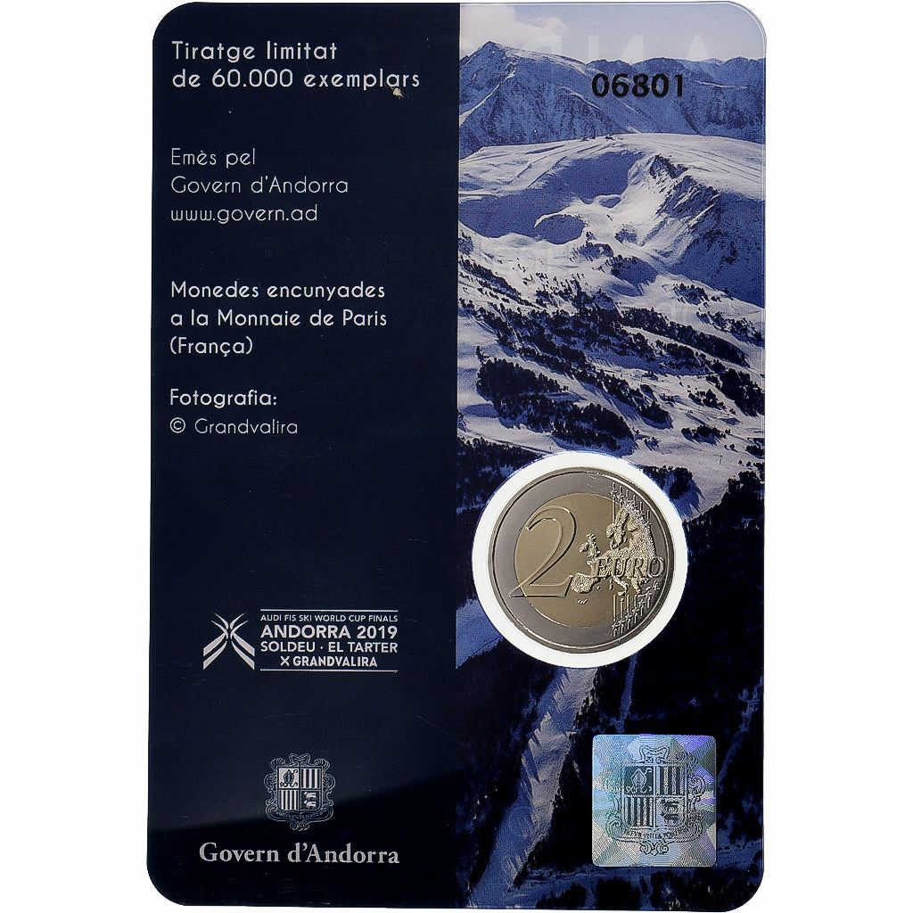 Andorra, 2 Euro, Finale de la coupe du monde de ski Alpin, Coin card, 2019