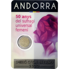 Andorra, 2 Euro, Suffrage universel féminin, Coin card, 2020, Bi-Metallic