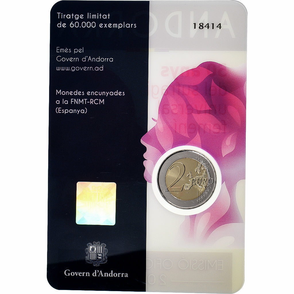 Andorra, 2 Euro, Suffrage universel féminin, Coin card, 2020, Bi-Metallic