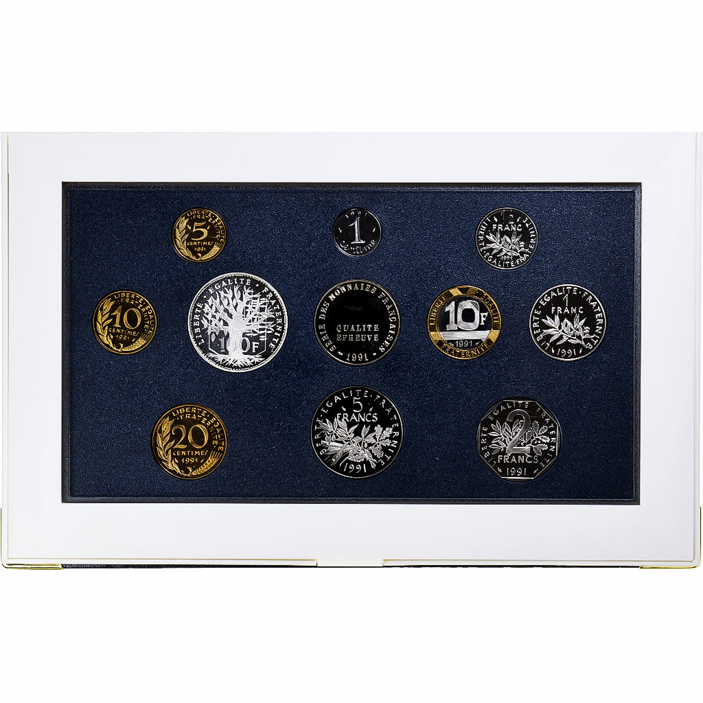 France, Coffret 1 c. à 100 frs., 1991, MDP, Série BE, MS(65-70)