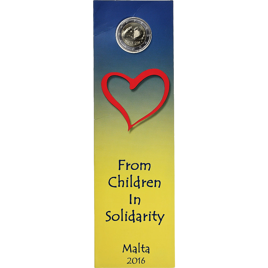 Malta, 2 Euro, solidarity through love, BU, 2016, Bimetálico, FDC