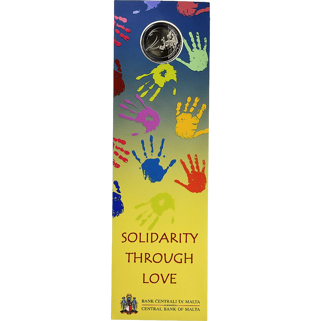 Malta, 2 Euro, solidarity through love, BU, 2016, Bimetálico, FDC
