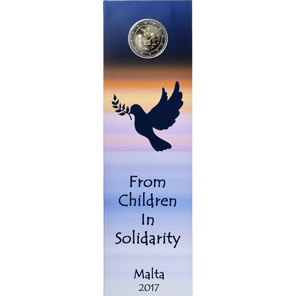 Malta, 2 Euro, solidarity through love, BU, 2017, Bi-metallico, FDC