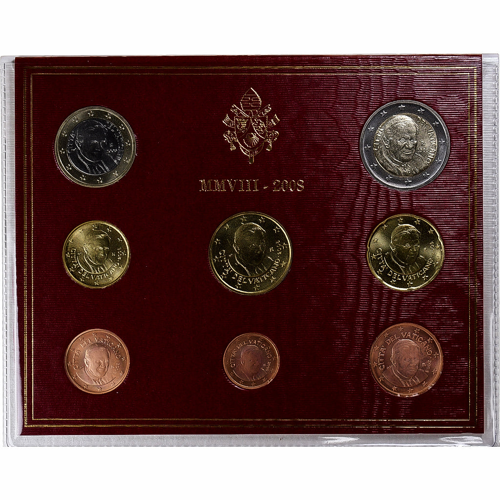Vaticano, Benedict XVI, Set 1 ct. - 2 Euro, FDC, 2008, Rome, N/D, MS(65-70)