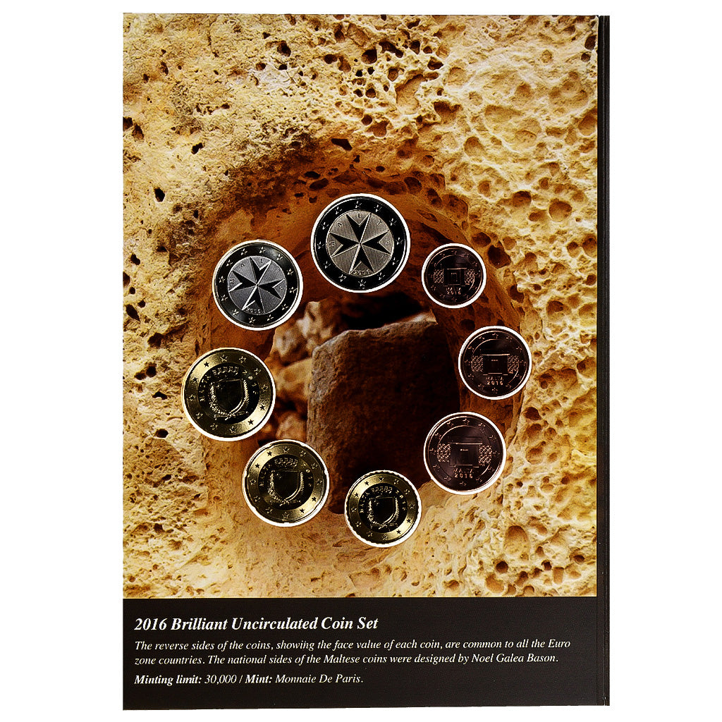 Malta, Set 1 ct. - 2 Euro + 2€, Ġgantija Temples, FDC, 2016, MS(65-70)