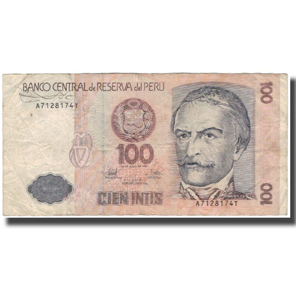 Billet, Pérou, 100 Intis, 1987-06-26, KM:133, B