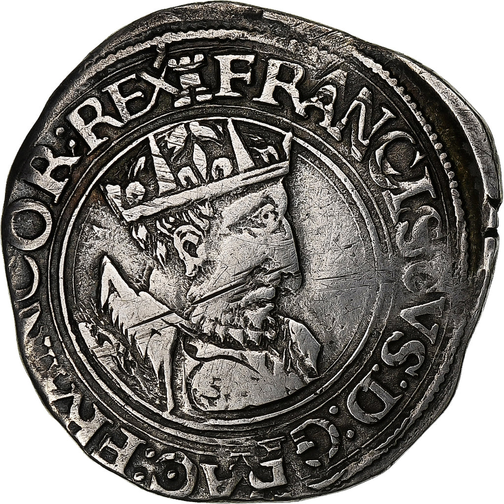 Frankreich, François Ier, 1/2 Teston, 1540-1547, Tours, 5th type, Silber, SS+