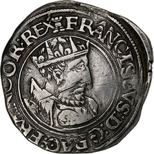 France, François Ier, 1/2 Teston, 1540-1547, Tours, 5th type, Silver, AU(50-53)