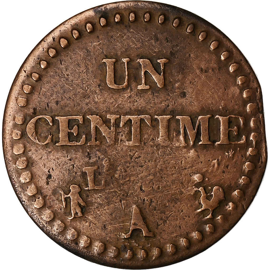 França, 1 Centime, Dupré, Uncertain date, Paris, Cobre, VF(20-25), Gadoury:76