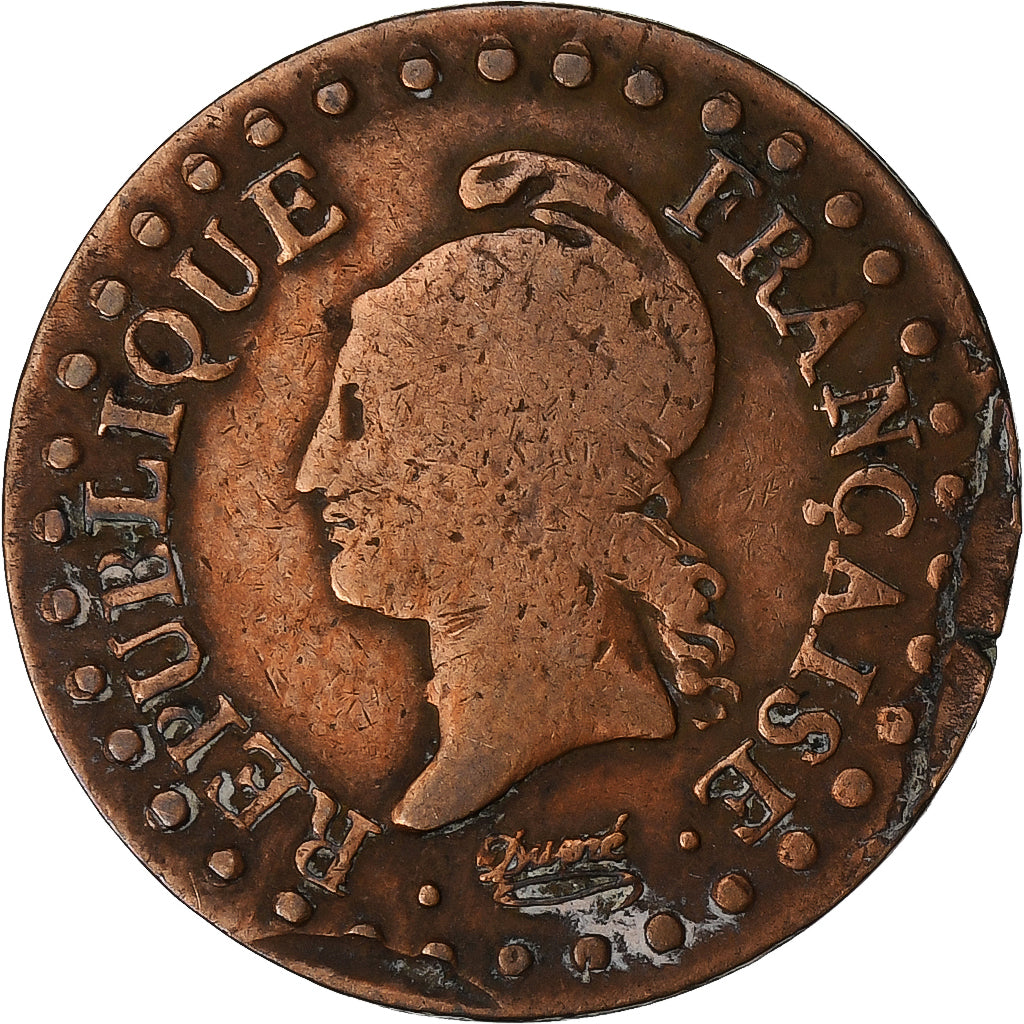 France, 1 Centime, Dupré, AN 6, Paris, Cuivre, B+, Gadoury:76