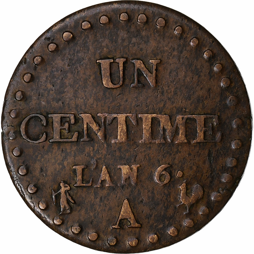 Francia, 1 Centime, Dupré, AN 6, Paris, Rame, MB, Gadoury:76