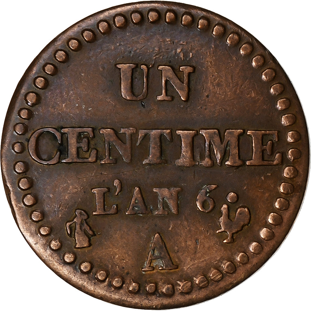 Francia, 1 Centime, Dupré, AN 6, Paris, Rame, MB+, Gadoury:76