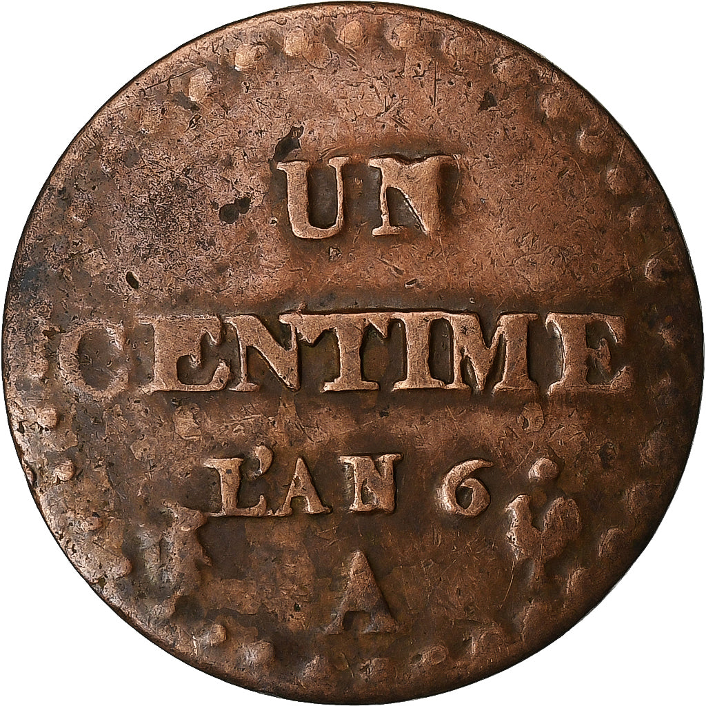 Francia, 1 Centime, Dupré, AN 6, Paris, Rame, MB+, Gadoury:76