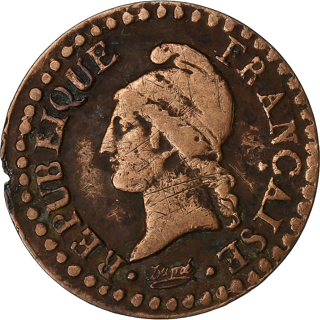 Francja, 1 Centime, Dupré, AN 7, Paris, Miedź, VF(20-25), Gadoury:76