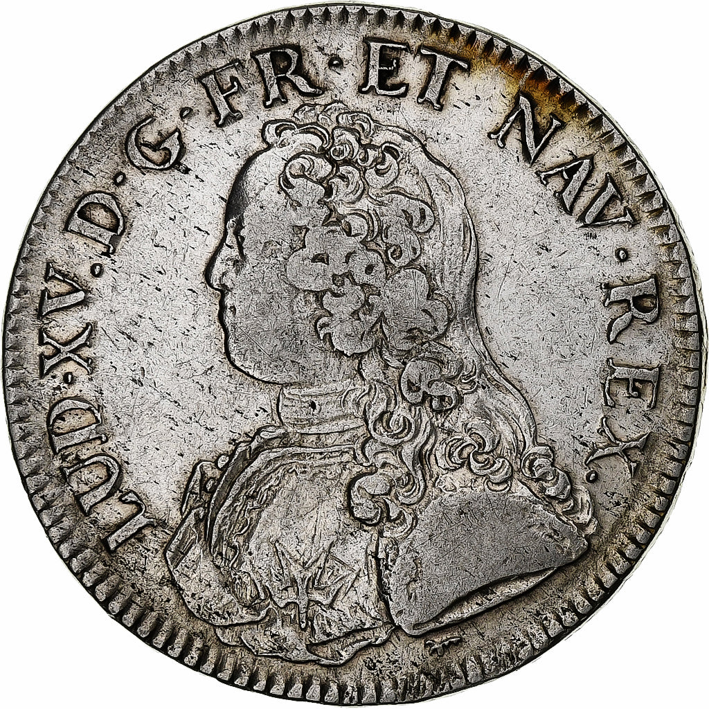 France, Louis XV, Ecu aux branches d'olivier, 1734, Paris, Silver, VF(30-35)