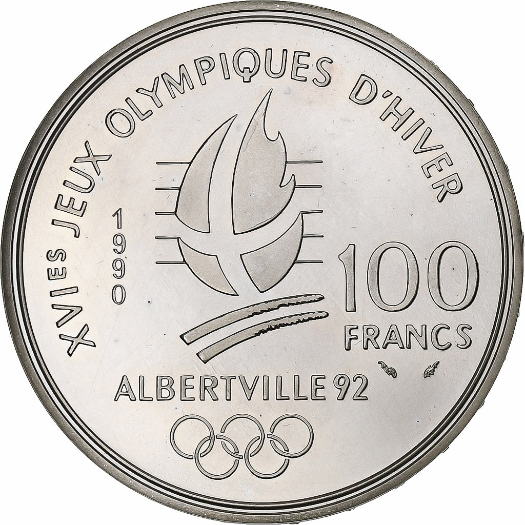 Francia, 100 Francs, 1992 Olympics, Albertville, Slalom Skiing, 1990, MDP, FS