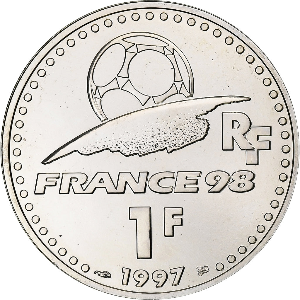 France, 1 Franc, World Cup France 1998, 1997, MDP, Silver, MS(63), KM:1211