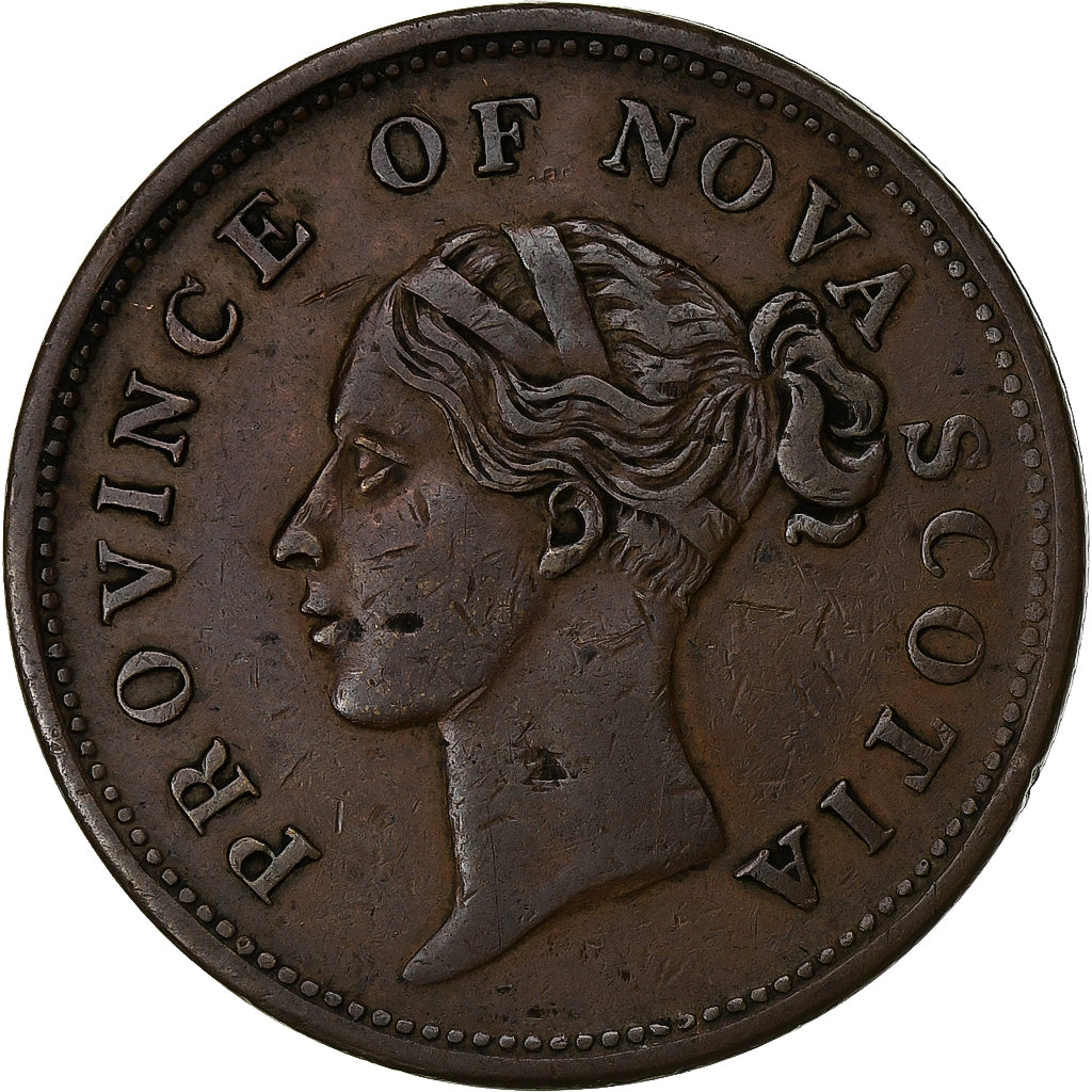 NOWA SZKOCJA, Victoria, 1 Penny Token, 1843, Brązowy, EF(40-45)