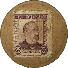 Spain, ,, 25 Centimos, 1938, Stamp coin, EF(40-45), Cardboard