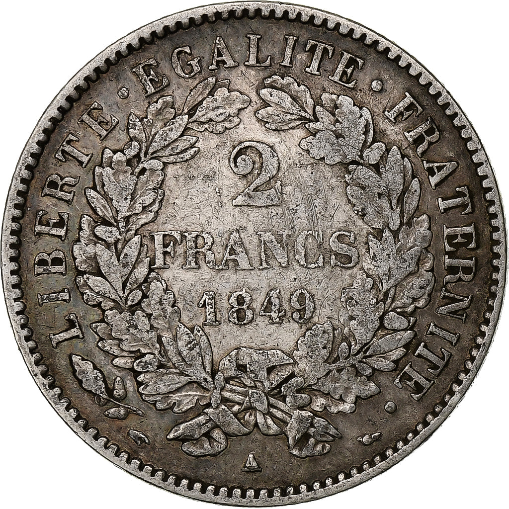 France, 2 Francs, Cérès, 1849, Paris, Argent, TB+, Gadoury:522