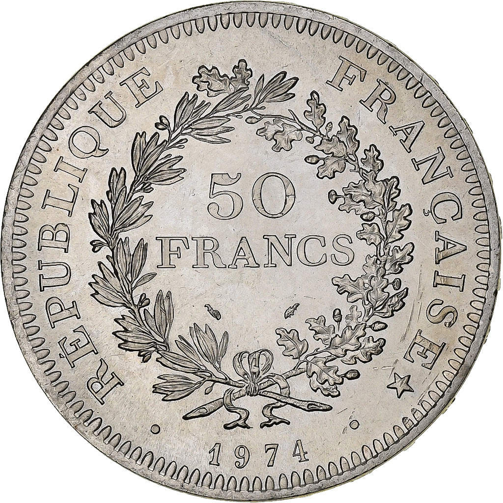 Francja, 50 Francs, Hercule, 1974, MDP, Avers 20 francs, Srebro, AU(55-58)