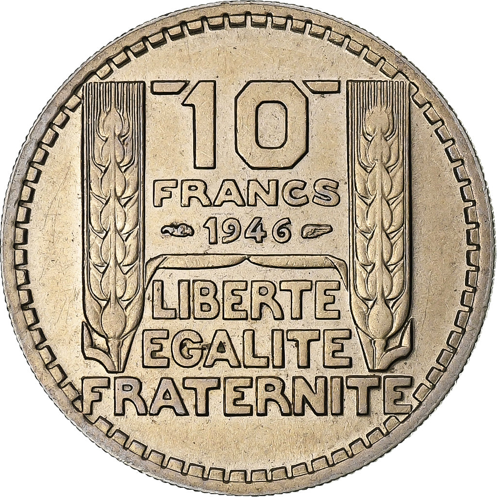 France, 10 Francs, Turin, 1946, Paris, Rameaux longs, Cupro-nickel, TTB+