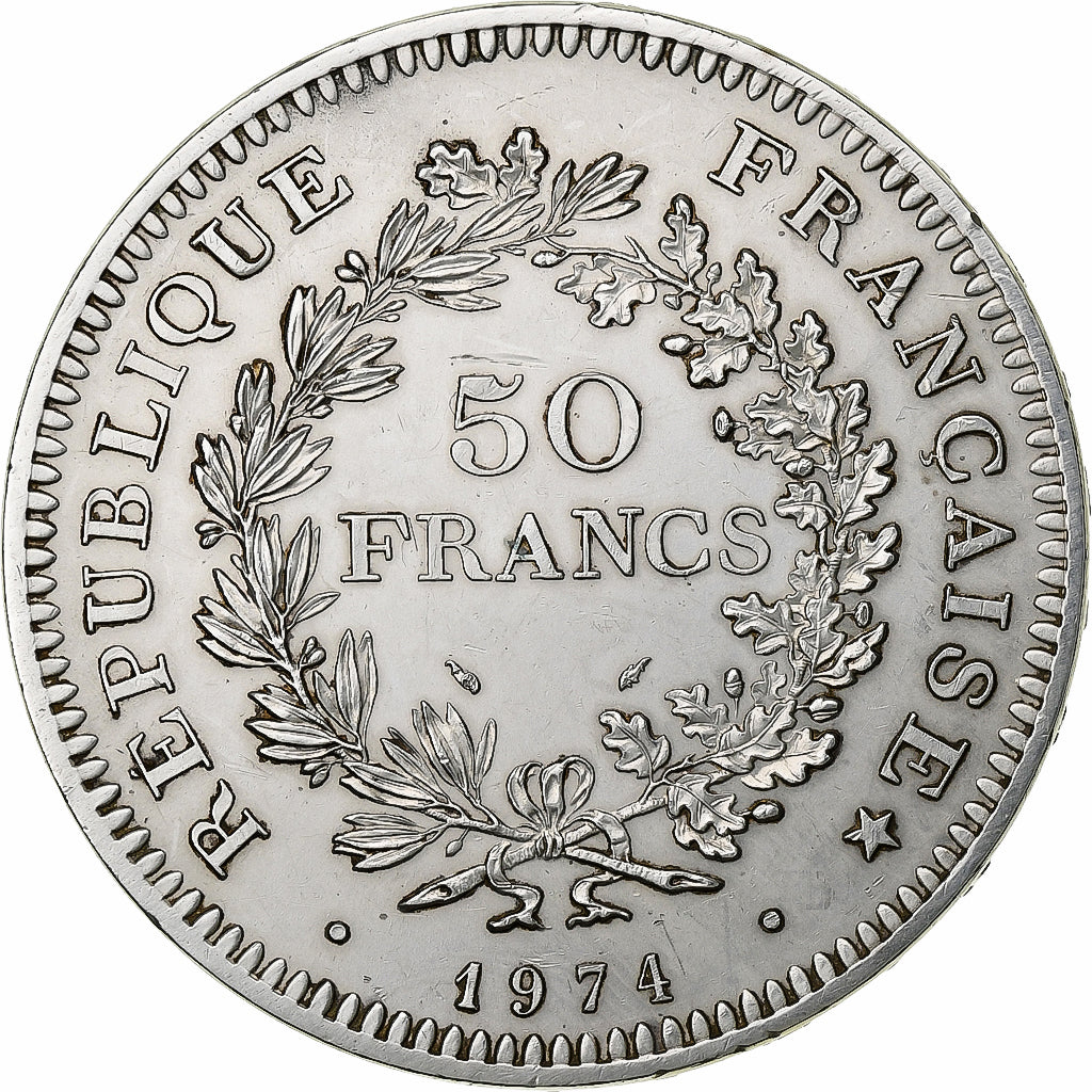 France, 50 Francs, Hercule, 1974, MDP, Avers 20 francs, Argent, SUP