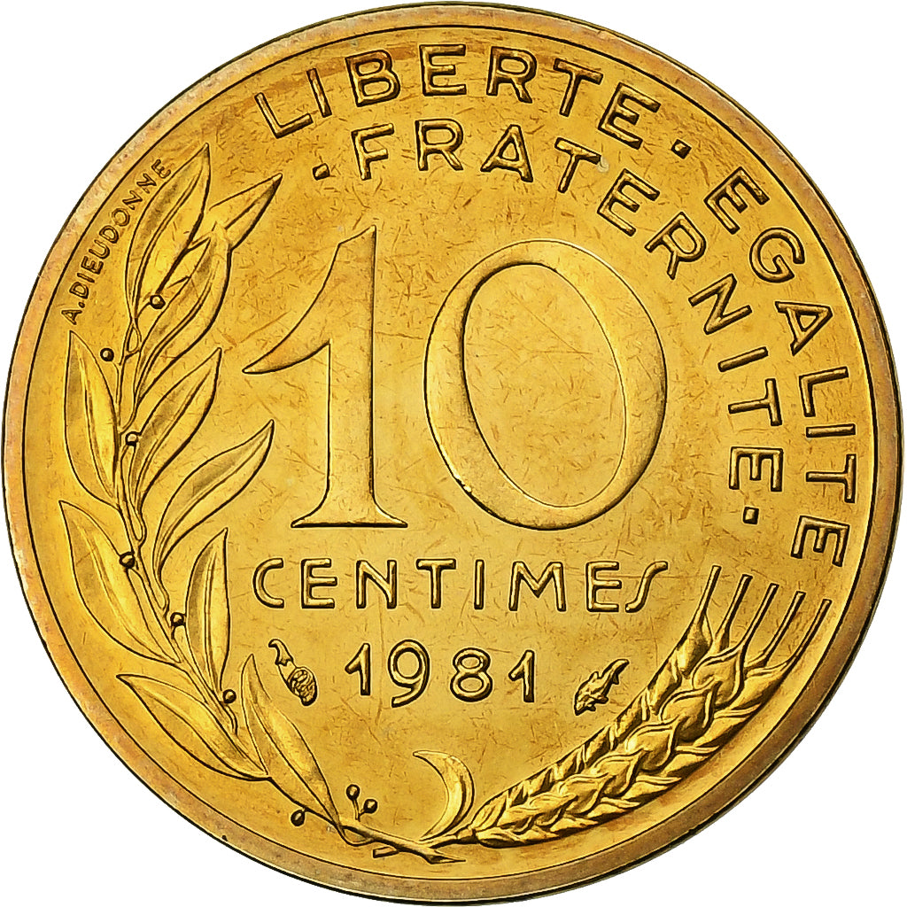 Francia, 10 Centimes, Marianne, 1981, MDP, Alluminio-bronzo, FDC, Gadoury:293