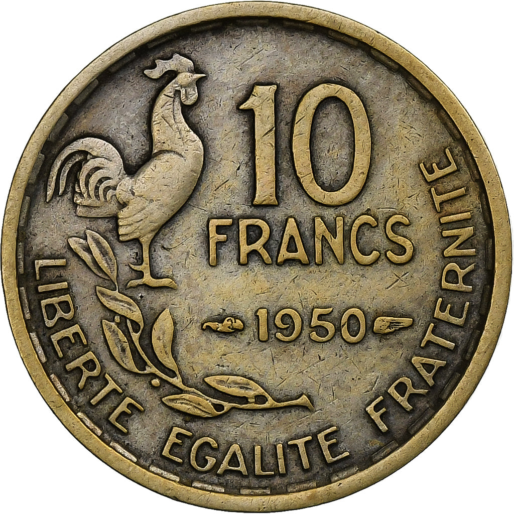 Francia, 10 Francs, Guiraud, 1950, Paris, Cuproaluminio, MBC+, Gadoury:812