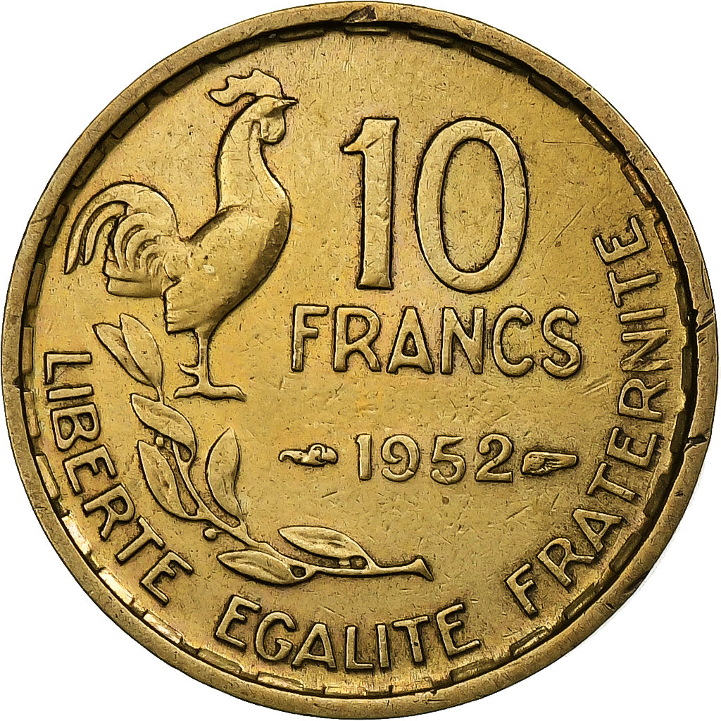 Francja, 10 Francs, Guiraud, 1952, Paris, Brązal, AU(50-53), Gadoury:812