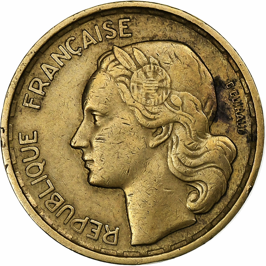 Francja, 10 Francs, Guiraud, 1958, Paris, Brązal, AU(50-53), Gadoury:812