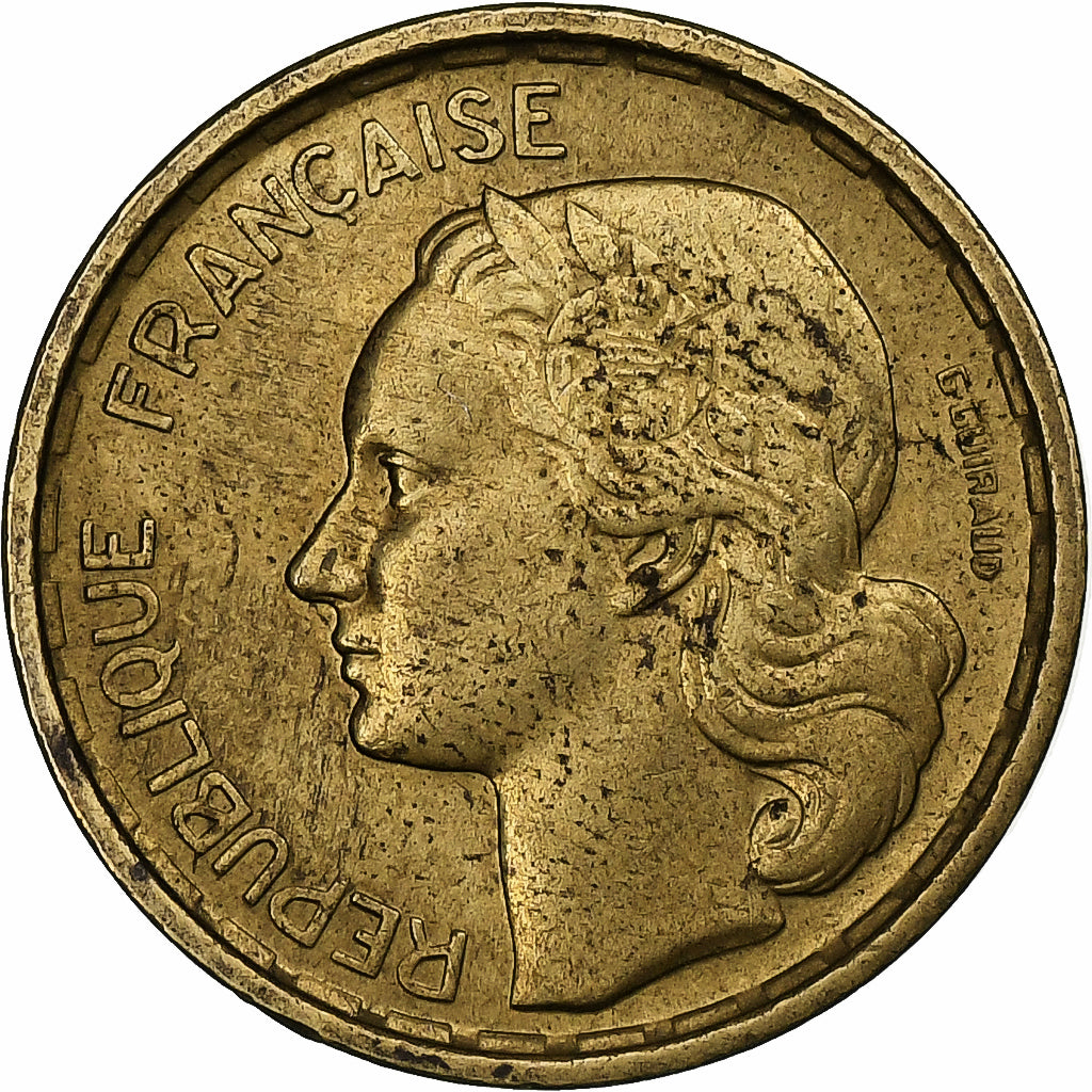 Francja, 10 Francs, Guiraud, 1950, Beaumont - Le Roger, Brązal, AU(55-58)