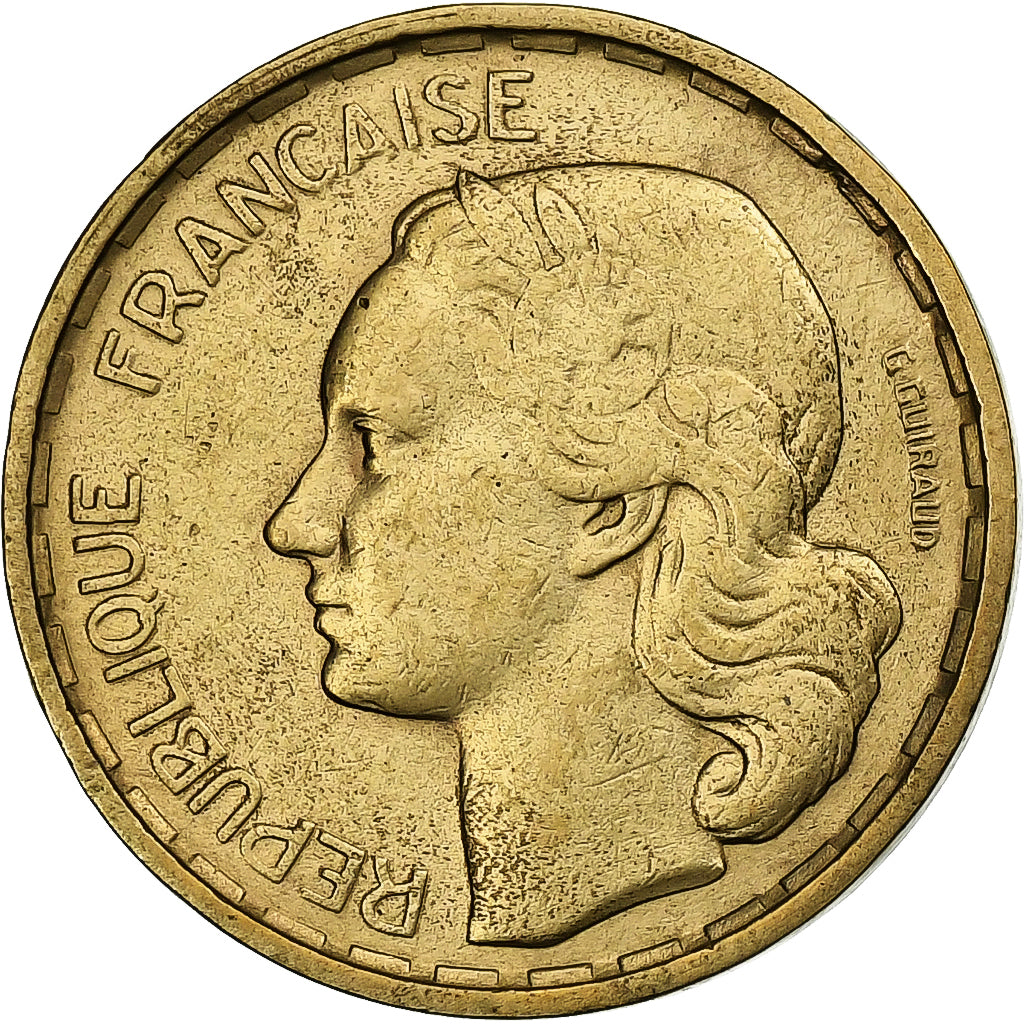 Francja, 10 Francs, Guiraud, 1951, Beaumont - Le Roger, Brązal, AU(50-53)