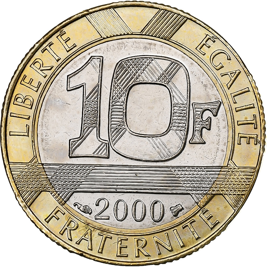 Francja, 10 Francs, Génie, 2000, MDP, Bimetaliczny, MS(65-70), Gadoury:827