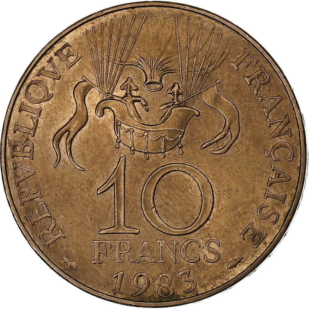 Francja, 10 Francs, Conquête de l'espace, 1983, MDP, Tranche A, Miedź-Nikiel
