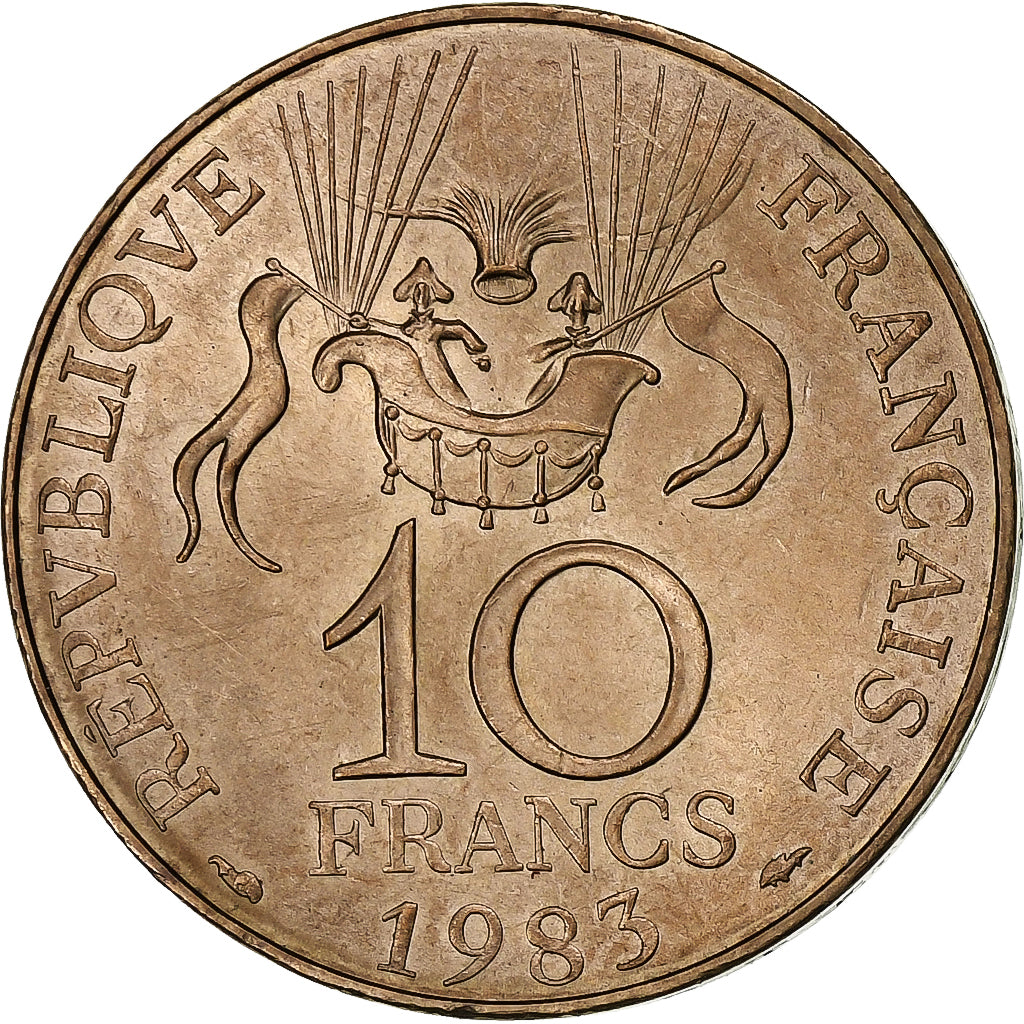 France, 10 Francs, Conquête de l'espace, 1983, MDP, Tranche B, Copper-nickel