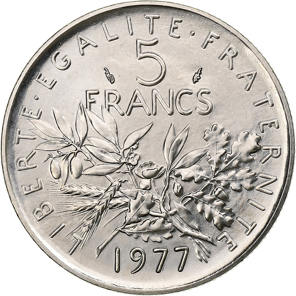 France, 5 Francs, Semeuse, 1977, MDP, Copper-nickel, MS(64), Gadoury:771