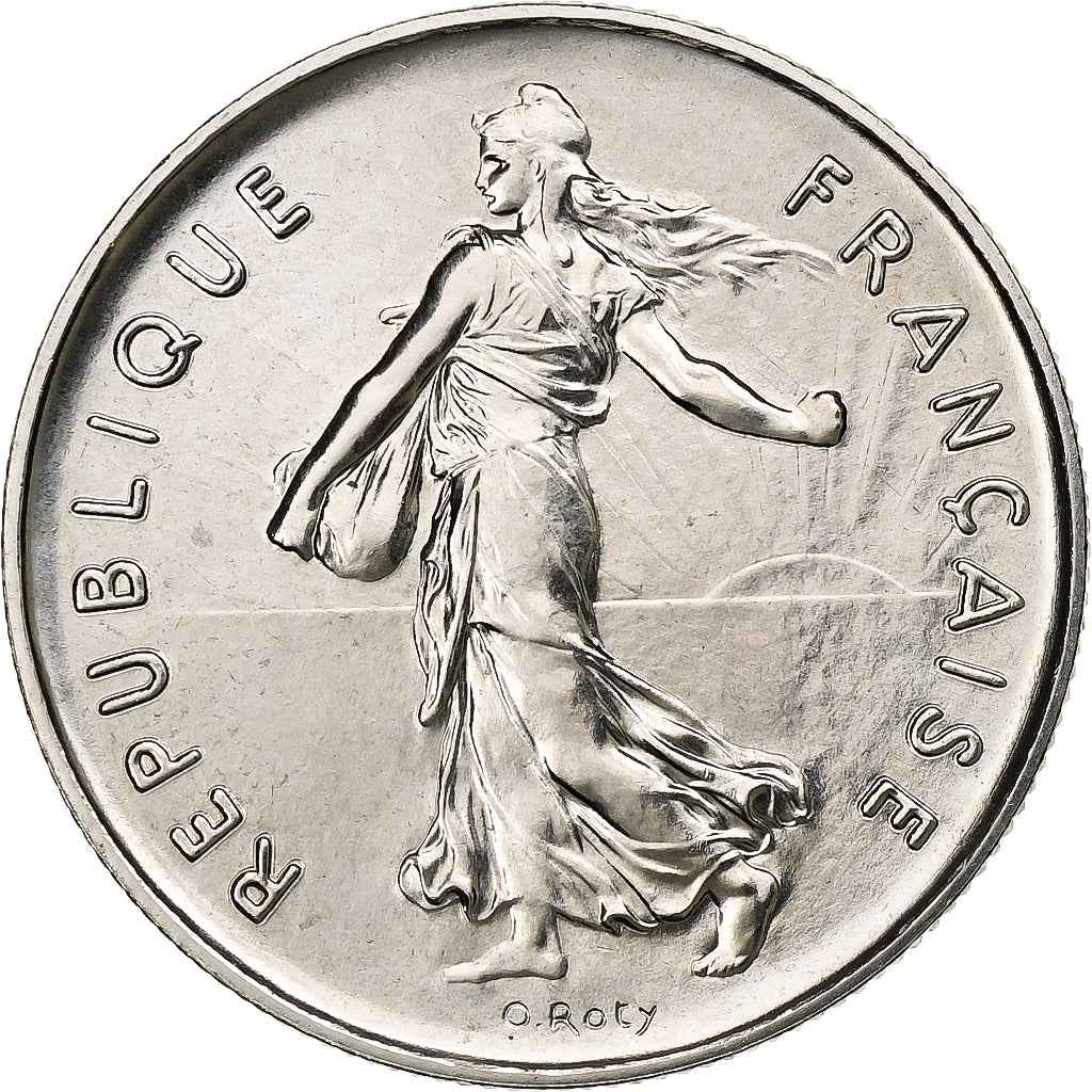 Francja, 5 Francs, Semeuse, 1980, MDP, série FDC, Miedzionikiel, MS(64)