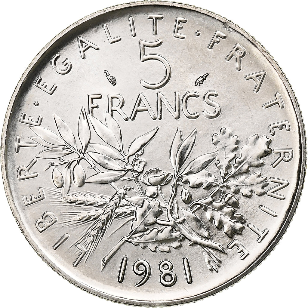 France, 5 Francs, Semeuse, 1981, MDP, série FDC, Copper-nickel, MS(64)