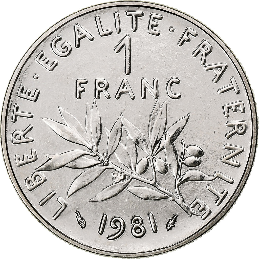Francia, 1 Franc, Semeuse, 1981, MDP, série FDC, Níquel, SC+, Gadoury:474