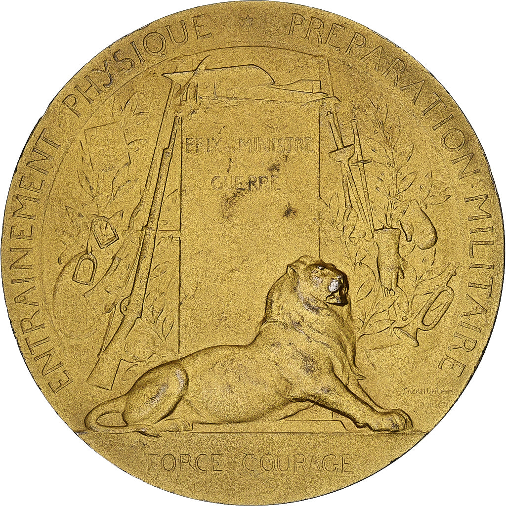 France, Medal, Pro Patria, Préparation Militaire, n.d., Gold plated silver