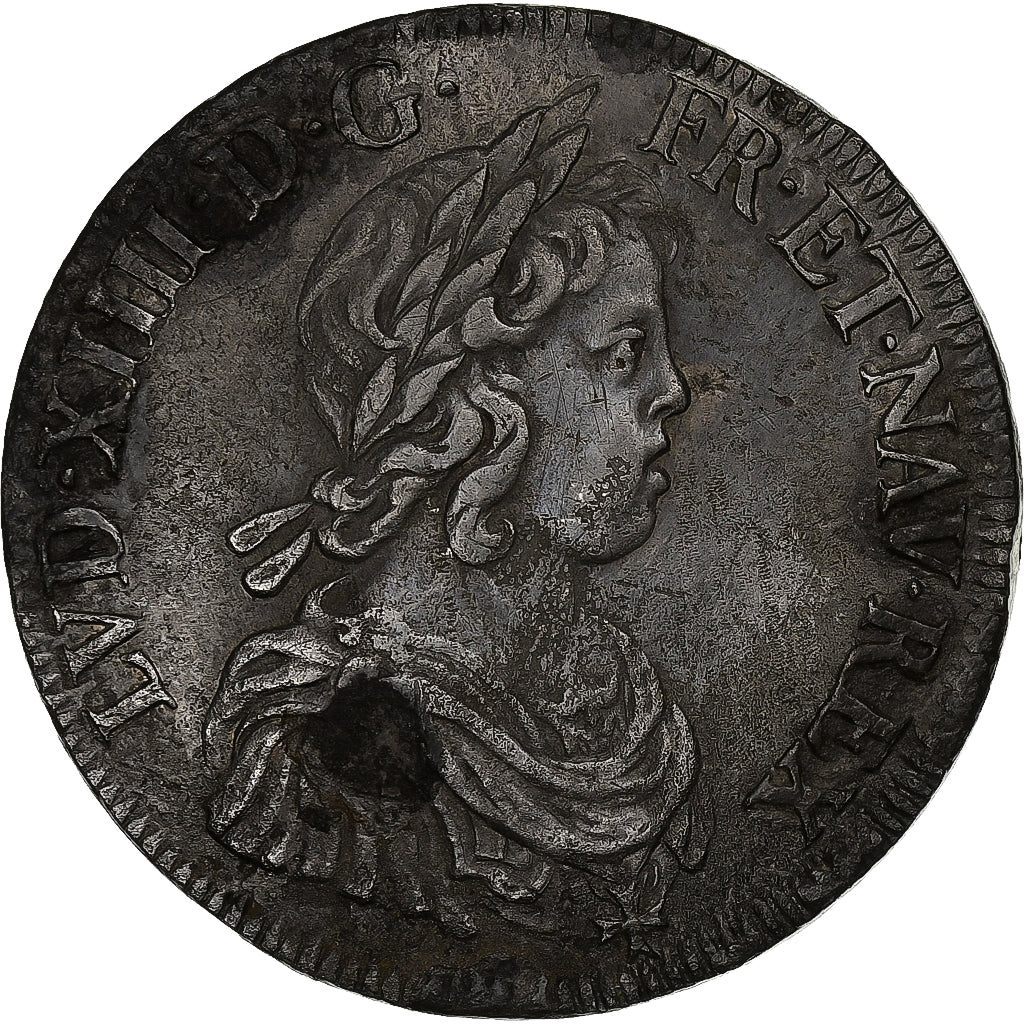 France, Louis XIV, Écu à la mèche courte, 1643, Paris, Argent, TTB
