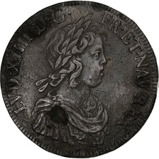 France, Louis XIV, Écu à la mèche courte, 1643, Paris, Argent, TTB