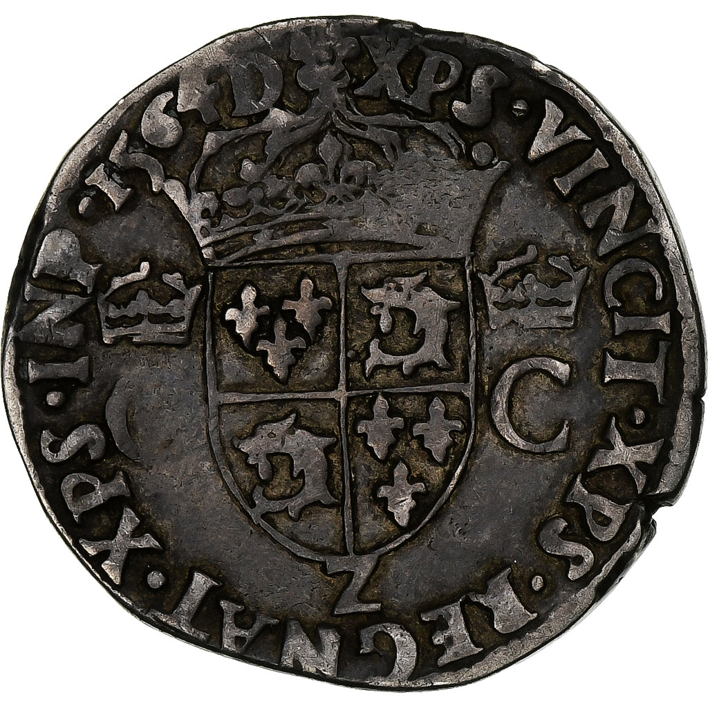 França, Charles IX, Teston du Dauphiné, 1564, Grenoble, Prata, VF(20-25)