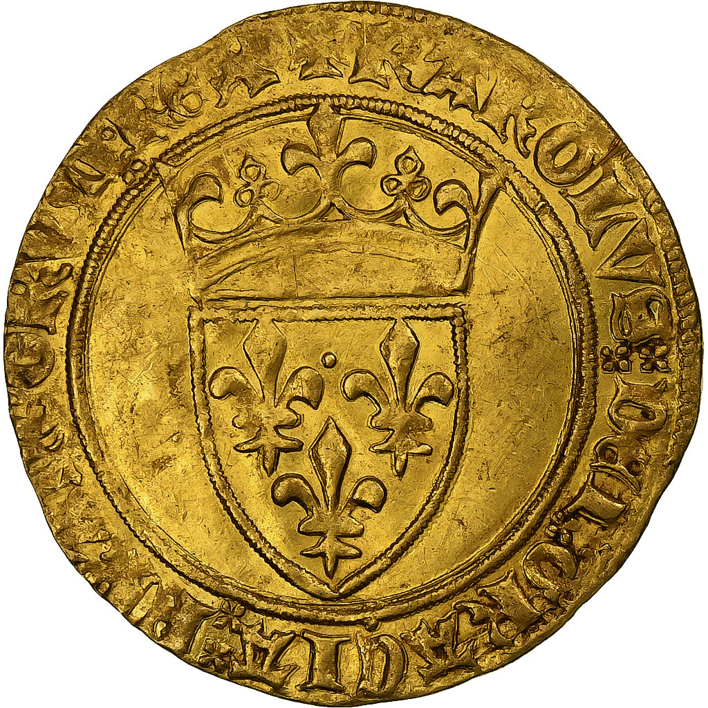 Francja, Charles VI, Écu d'or à la couronne, 1389-1422, Troyes, Złoto